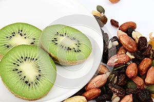 Nuts and kiwi