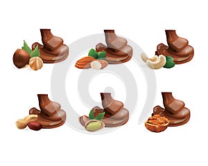 Nuts with liquid chocolate