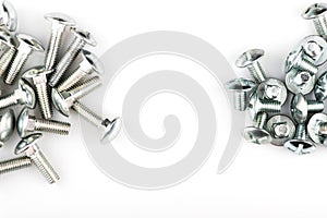 nuts with a press washer on a white background. M6 screws