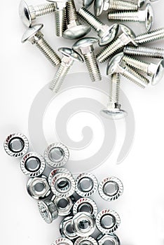 nuts with a press washer on a white background. M6 screws
