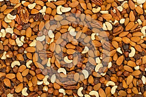 Nuts and raisins, surface and background