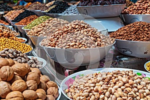 Nuts for sale at the Mehrgon Market in Dushanbe