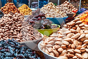 Nuts for sale at the Mehrgon Market in Dushanbe