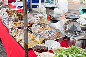 Nuts and spices sale at asian street market