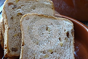 Nuts toast bread in detail