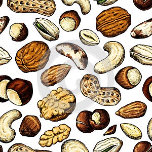 Nuts vector seamless pattern.