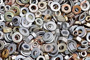 Nuts and washers in a drawer