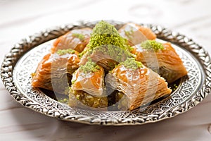 Nutty Baklava arabian dessert. Generate Ai