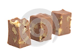 Nutty Chocolate Fudge on a White Background