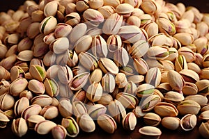 Nutty elegance a top view of pistachios on a table