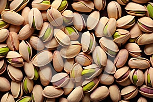 Nutty elegance a top view of pistachios on a table