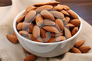 Nutty grace almonds arranged on eco canvas napkin, nature inspired aesthetics