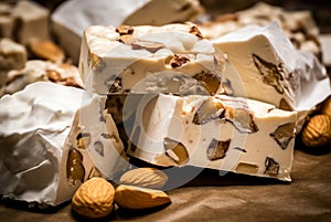 Nutty nougat on parchment paper. Generate ai