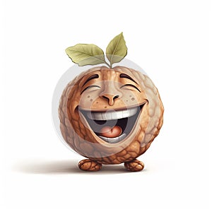 Nutty Personalitie: A Cheerful of Humanized Walnut. Generated AI.