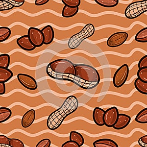 Nutty Seamless Pattern in Cartoon Style. Perfect For Background, Backdrop, Wallpaper and Cover Packaging