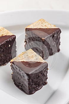 nutty sponge cakes with chocolate coating