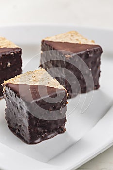 nutty sponge cakes with chocolate coating