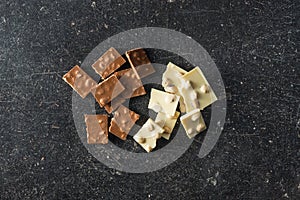 Nutty white and dark chocolate with hazelnuts