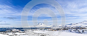 Nuuk fjord snow panorama