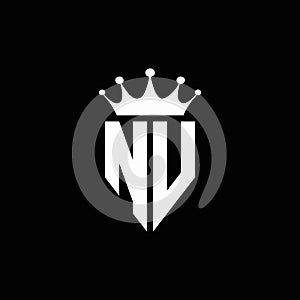 NV logo monogram emblem style with crown shape design template