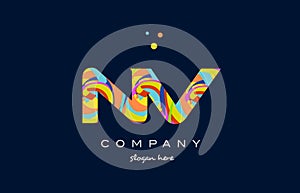 nv n v colorful alphabet letter logo icon template vector