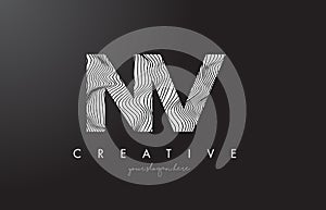 NV N V Letter Logo with Zebra Lines Texture Design Vector.