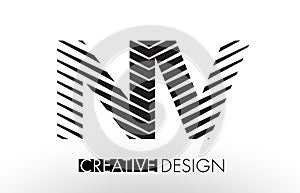 NV N V Lines Letter Design with Creative Elegant Zebra