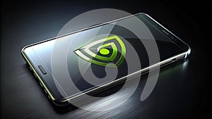 Nvidia Logo Embedded in a Transparent Smartphone Screen  generative AI