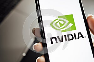 NVIDIA logo on the smartphone screen.