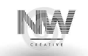 NW N W Black and White Lines Letter Logo Design.