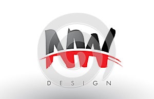NW N W Brush Logo Letters with Red and Black Swoosh Brush Front