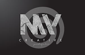 NW N W Letter Logo with Zebra Lines Texture Design Vector. photo
