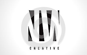 NW N W White Letter Logo Design with Black Square. photo