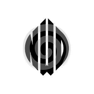 NWO circle letter logo design with circle and ellipse shape. NWO ellipse letters with typographic style. The three initials form a