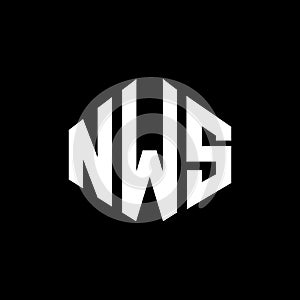 NWS letter logo design with polygon shape. NWS polygon and cube shape logo design. NWS hexagon vector logo template white and