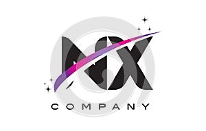 NX N X Black Letter Logo Design with Purple Magenta Swoosh photo