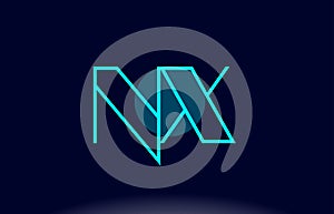 nx n x blue line circle alphabet letter logo icon template vector design photo