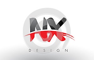 NX N X Brush Logo Letters with Red and Black Swoosh Brush Front photo