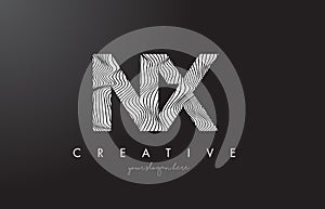 NX N X Letter Logo with Zebra Lines Texture Design Vector. photo