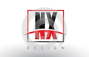 NX N X Logo Letters with Red and Black Colors and Swoosh. photo