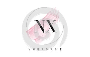 NX N X Watercolor Letter Logo Design with Circular Brush Pattern photo
