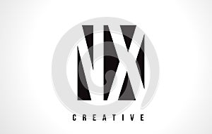 NX N X White Letter Logo Design with Black Square. photo