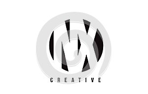 NX N X White Letter Logo Design with Circle Background. photo