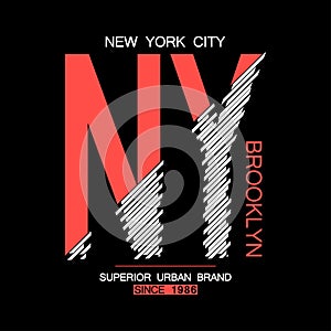 NY, Brooklyn modern typography for t-shirt. New York graphics for tee shirt. NYC urban brand trendy apparel print. Vector.