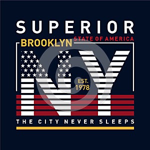 NY Brooklyn Typography Design, T-shirt Graphics