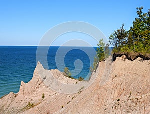 NY Chimney Bluffs State Park dangerous cliffs on Lake Ontario