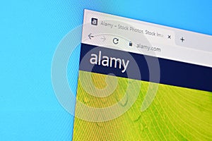 Homepage of alamy website on the display of PC, url - alamy.com