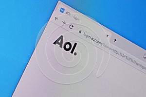 Homepage of aol website on the display of PC, url - aol.com