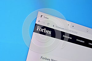 Homepage of forbes website on the display of PC, url - forbes.com