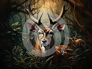 Ai Generated illustration Wildlife Concept of Nyala buck in South Africa